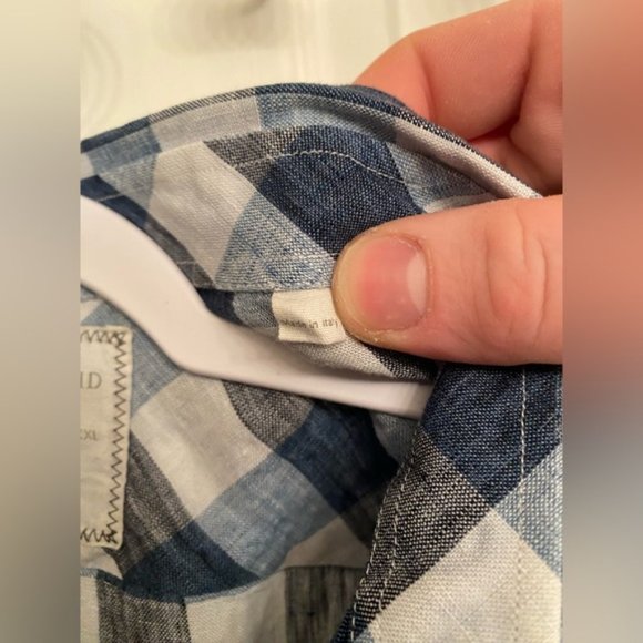 SOLD Billy Reid XL Linen Plaid Button Up Shirt - Picture 5 of 7